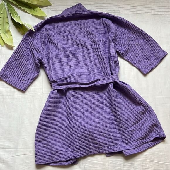 Chakir Turkish Linens Lightweight Quick Dry Waffle Knit Kimono Short Robe - Picture 11 of 13